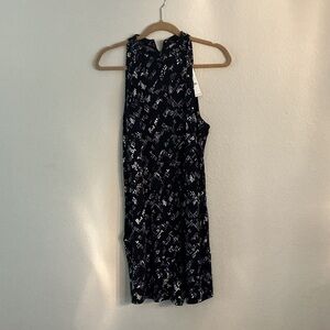 White House Black Market Black and Purple Patterned Top